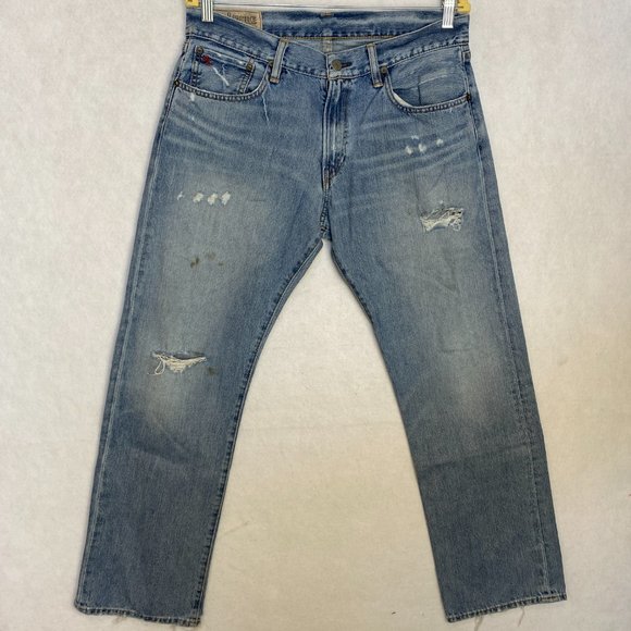 Polo by Ralph Lauren Mens Straight Leg Jeans Distressed Medium Wash Size 32Wx30L - Picture 3 of 11